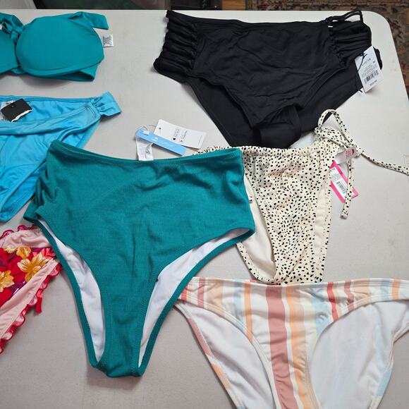 Colorful Swim Bundle Women's Large 7 Pieces 1 Tops & 6 Bottoms / 5 Are NWT - Picture 4 of 14